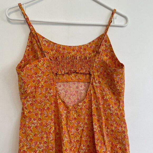 WILD FABLE Sleeveless Woven Bodycon Dress Orange Red Floral Mini Cotton Y2K 90s - Picture 13 of 15